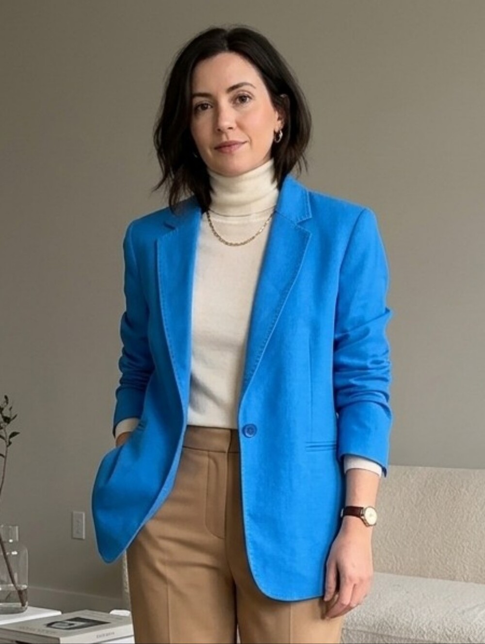 NWOT Massimo Dutti L Modern Contemporary Quiet Luxury Preppy Cobalt Blue Blazer